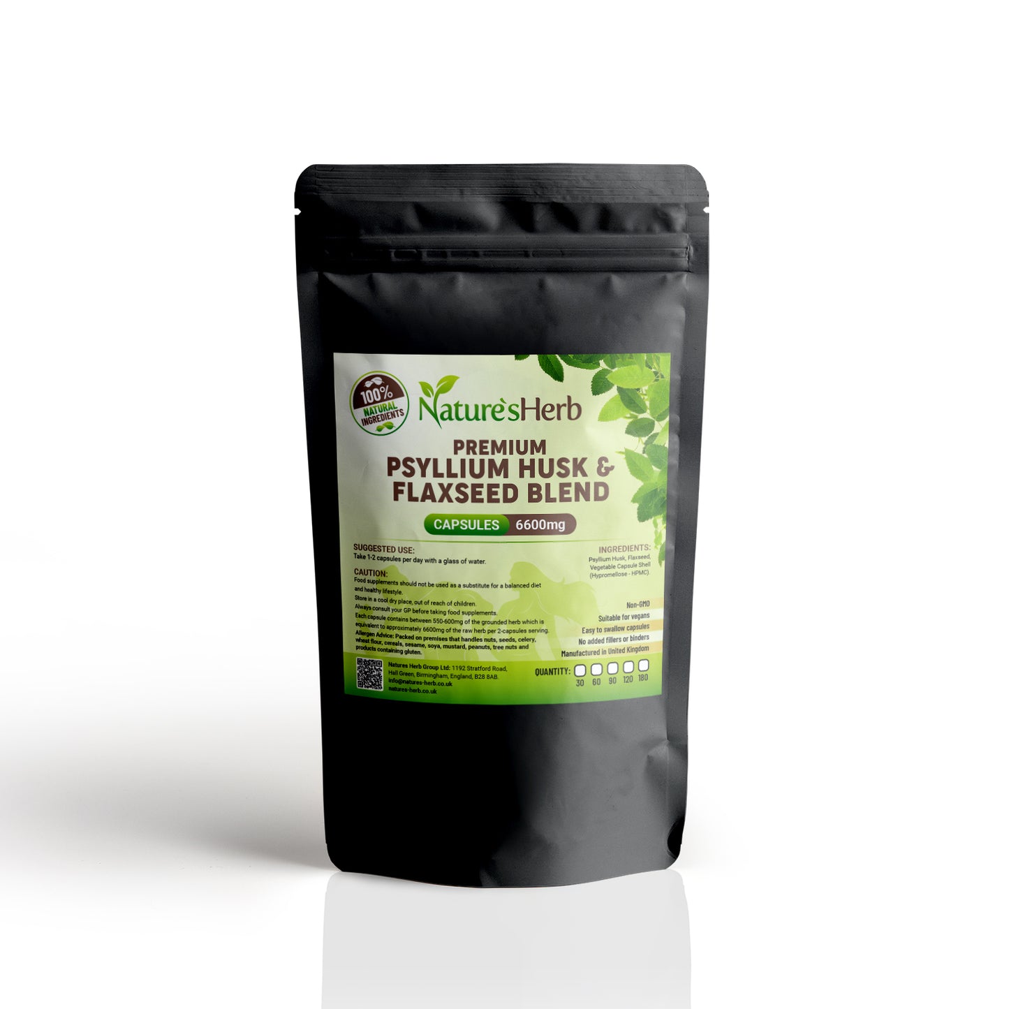 Psyllium Husk & Flaxseed Complex Capsules 6600mg