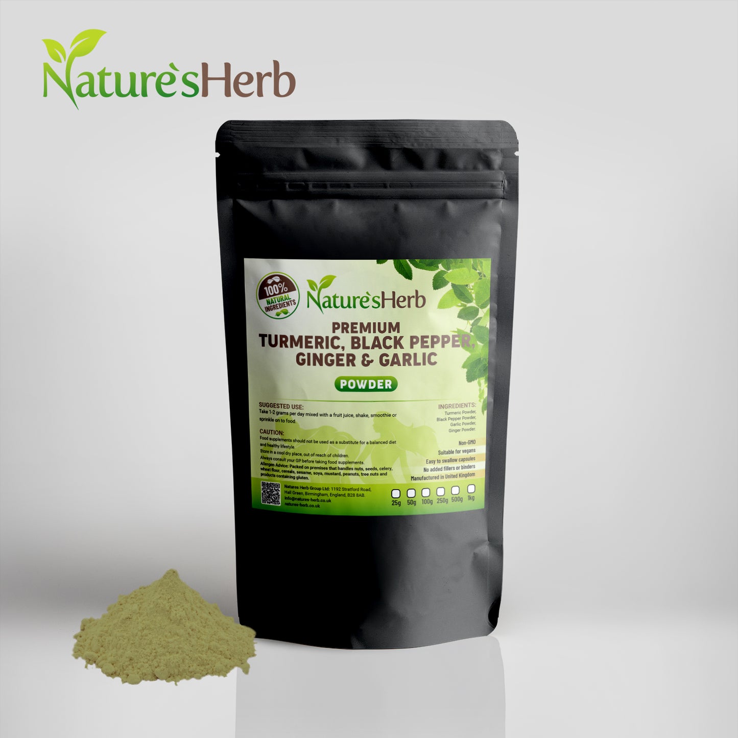 Turmeric + Black Pepper + Ginger + Garlic Complex Powder