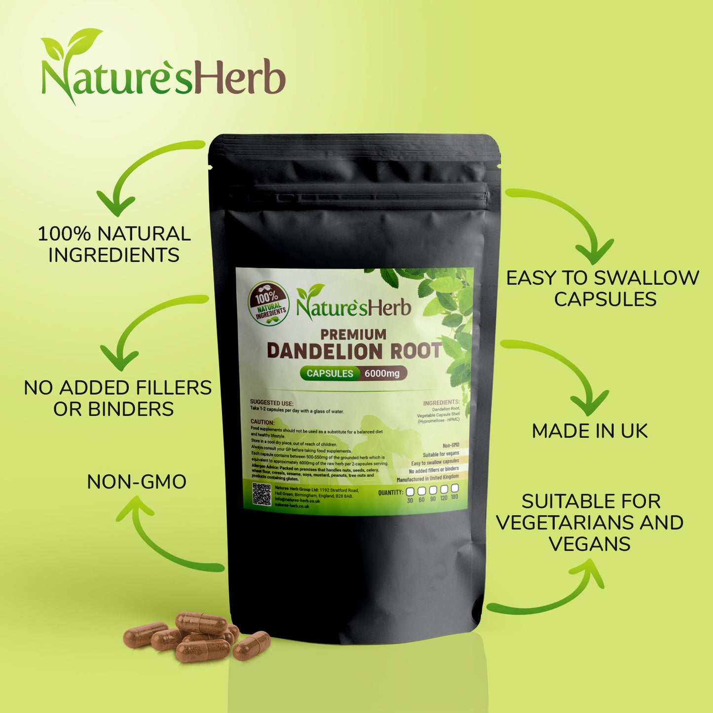 Dandelion Root Capsules 6000mg
